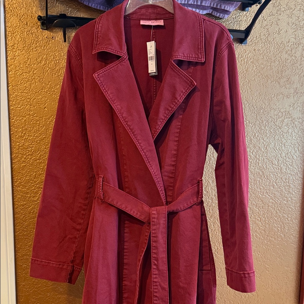Lane Bryant Women's Red Denim Trench Coat - Picture 1 of 15